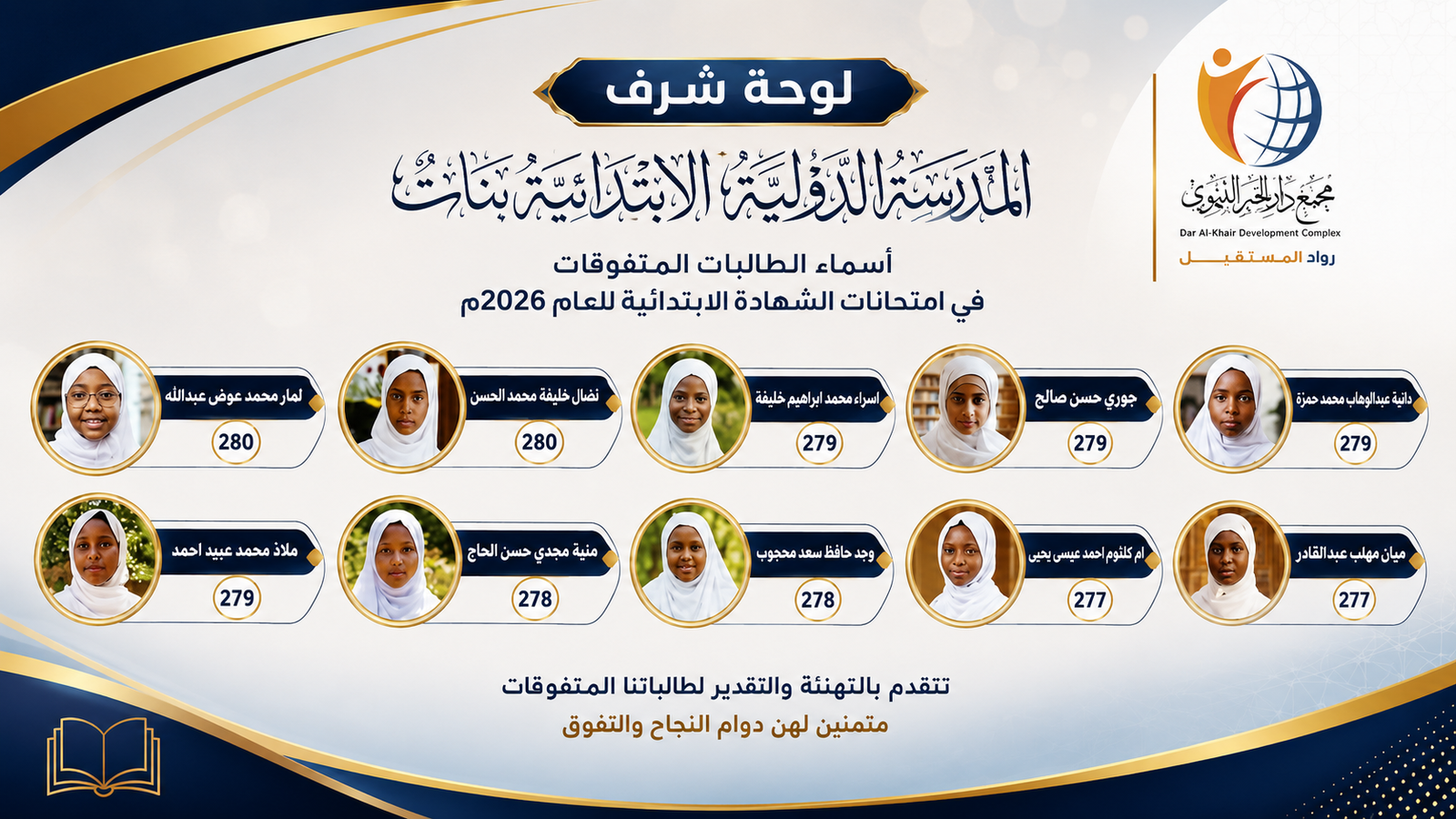 الطالبات المتفوقات في المدرسة الدولية ( بنات )